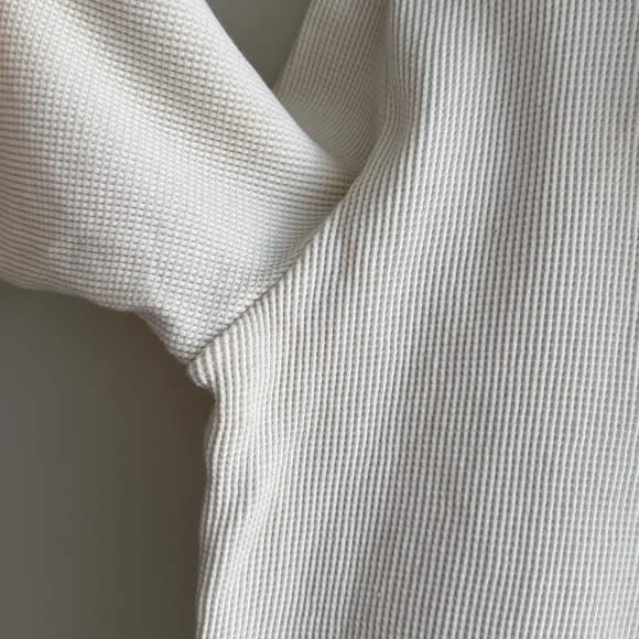 Nasty Gal Cream Waffle Knit Button Down Shirt & Shorts Lounge Pajama Set, Size 4 - Picture 9 of 16